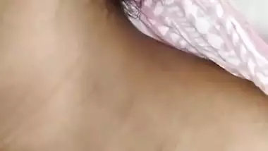 Pretty desi girl fucking pussy with condom dick