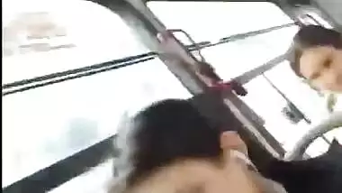 Big tits young bus the at and bouncy
