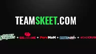 Busty MILF is craving dick again so she quickly grabs her stepsons cock and gives him a sloppy BJ