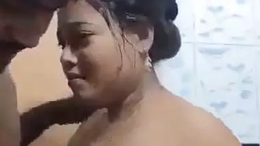 Pervert enjoys bathroom sex with his big boob GF