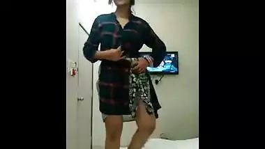 Sexy college girl teases and seduces her lover on a video call